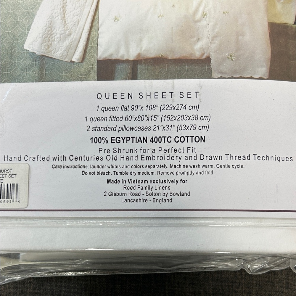 White Embroidered Percale Queen Sheet Set - Picture 5 of 8